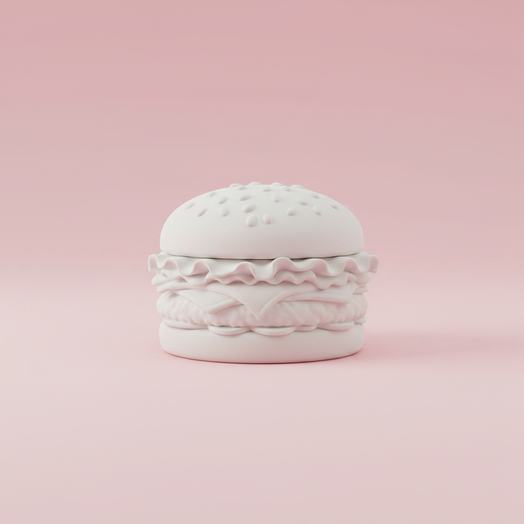 DIY Burger 3D Figurine on pink background