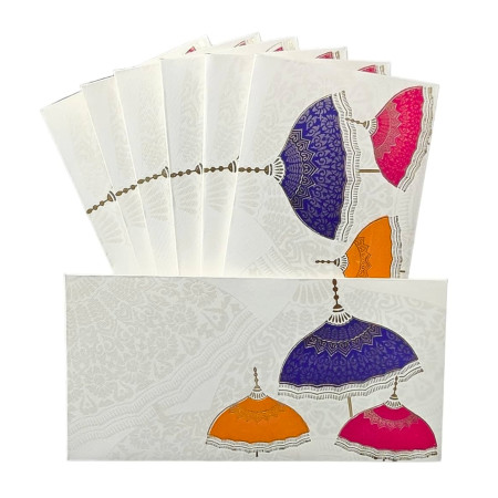 Jhumka Print Shagun Envelope Pack of 10 - purple pink orange design