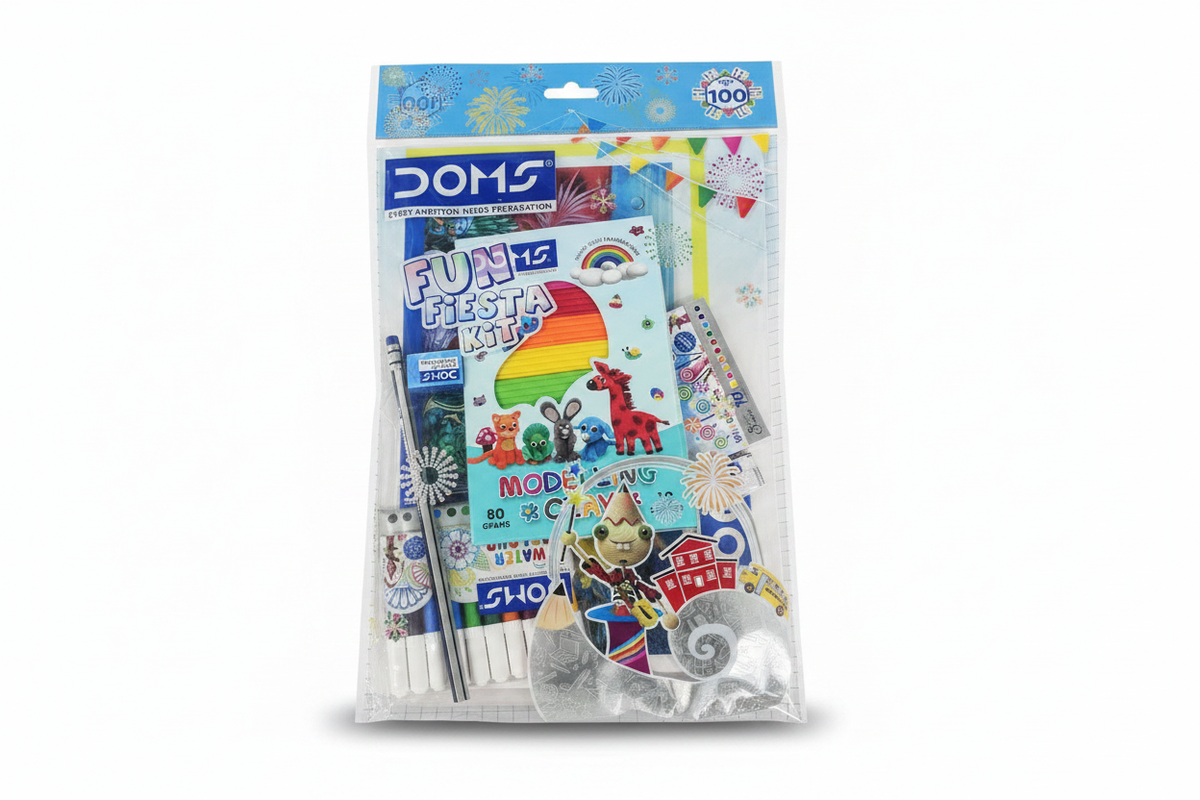 DOMS Fun Fiesta Kit front view with festive packaging and contents