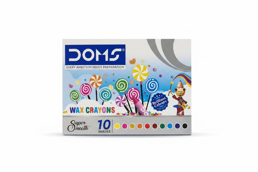 DOMS Super Smooth Wax Crayons 10 shades box front view