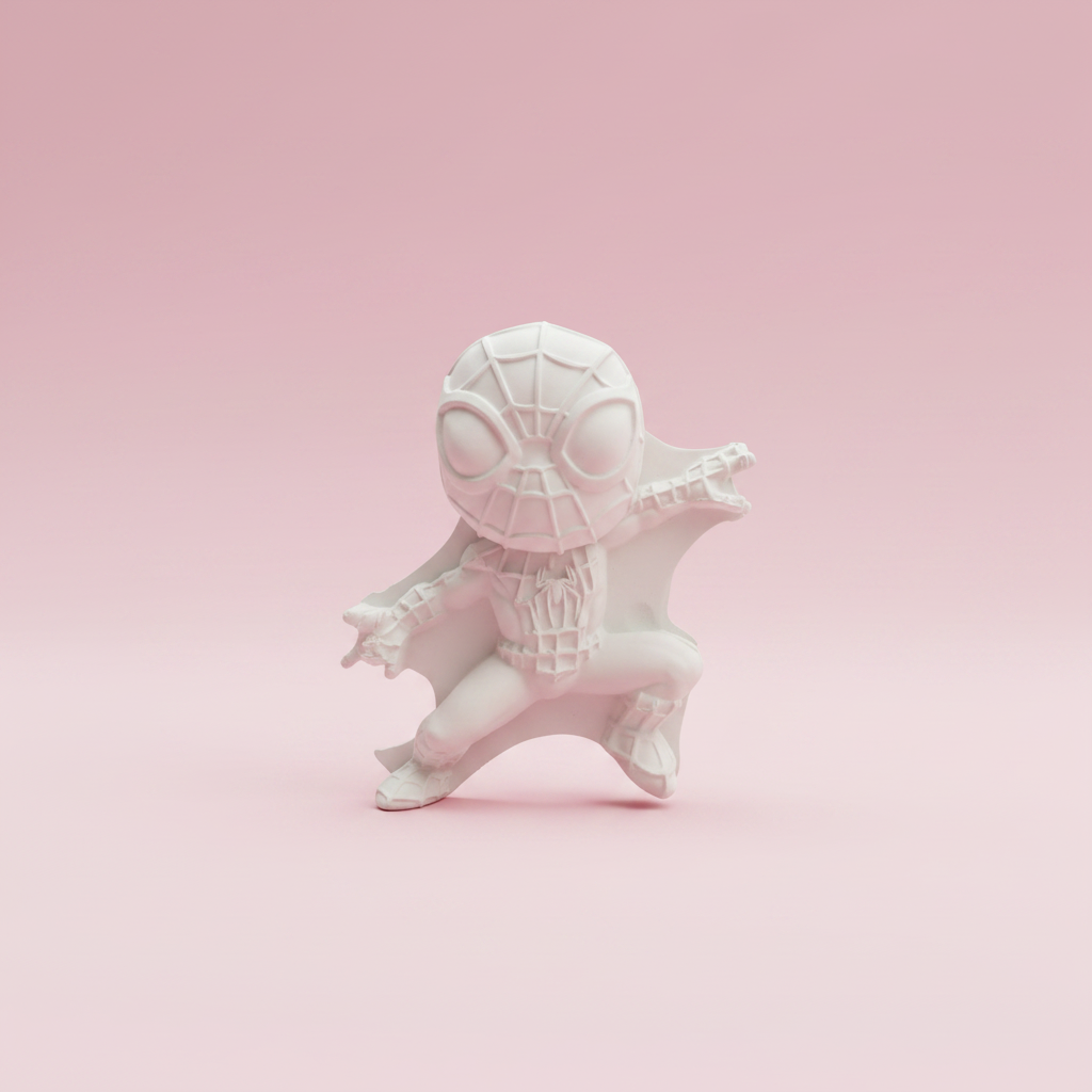 DIY Spider-Man 3D Figurine on pink background