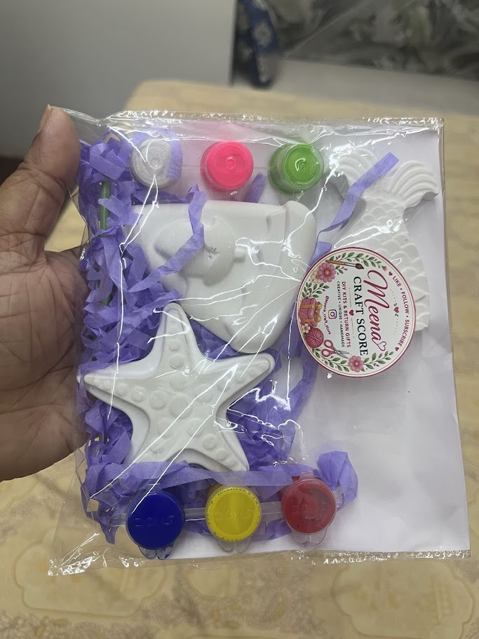 DIY plaster painting kit with shredded paper packing
