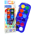 DOMS Aqua Colour Cakes 12 Shades with brush