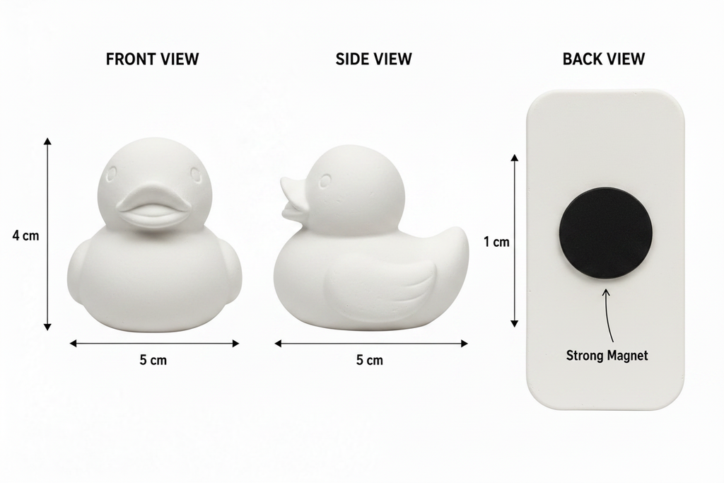 Rubber duck plaster figure measurements diagram