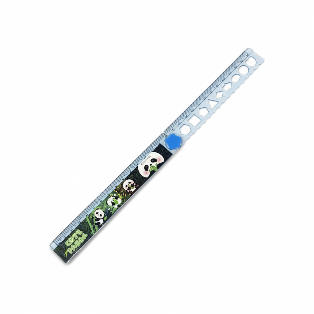 Cute Panda folding ruler fully extended showing 30cm length