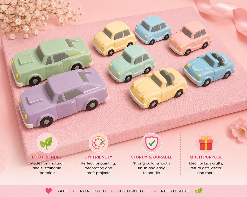DIY Plaster 3D figure Cars (Any 2 ) with 10 acrylic colours