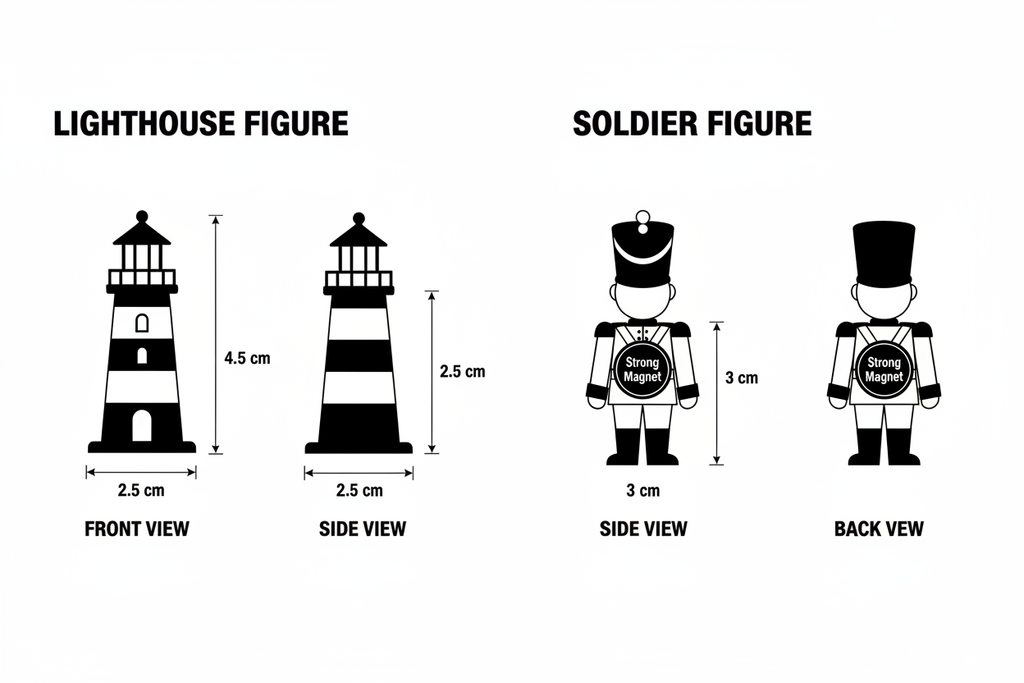 Lighthouse and soldier plaster figures dimensions diagram