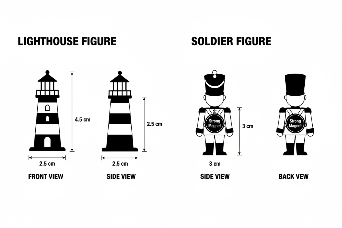 Lighthouse and soldier plaster figures dimensions diagram