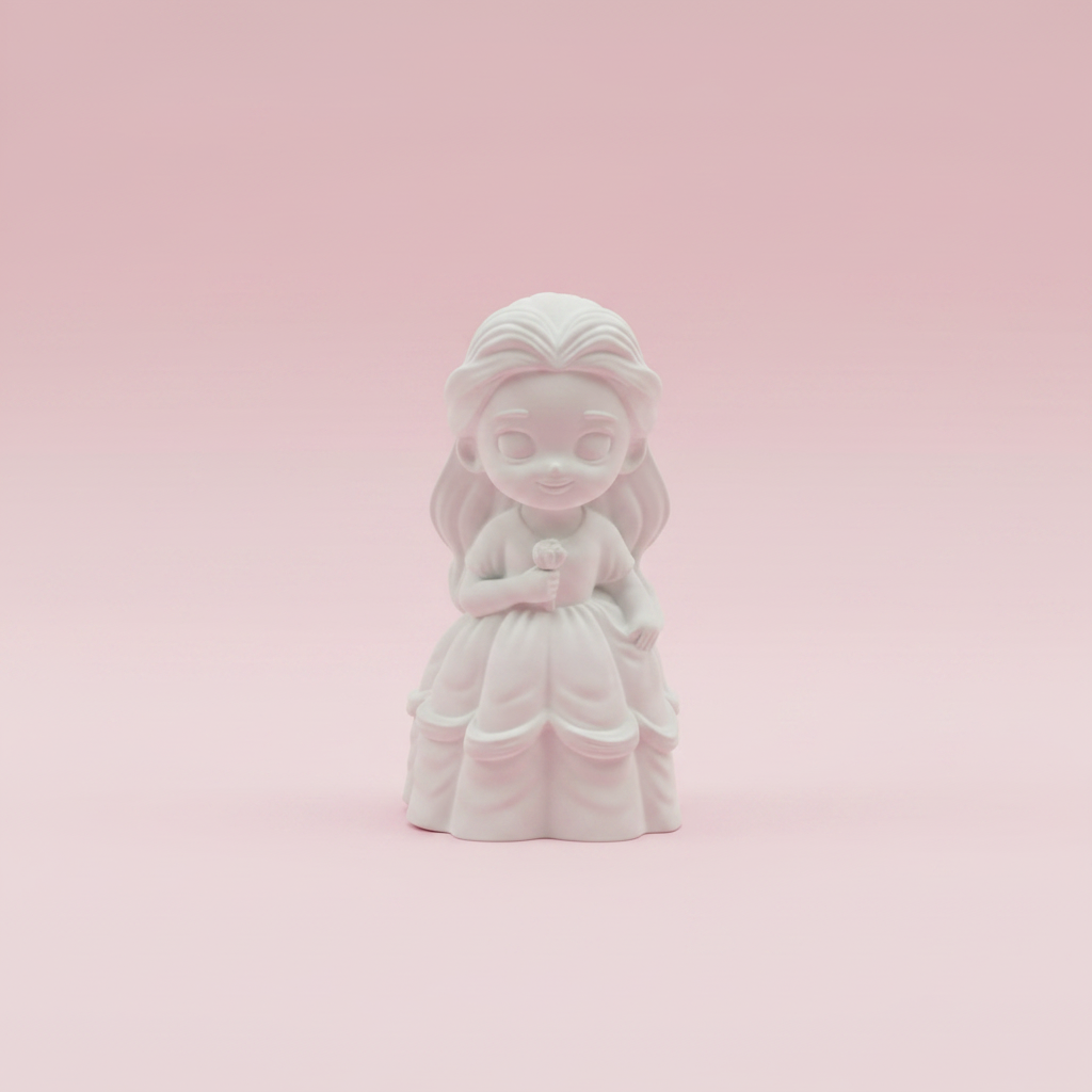 DIY Belle 3D Figurine on pink background