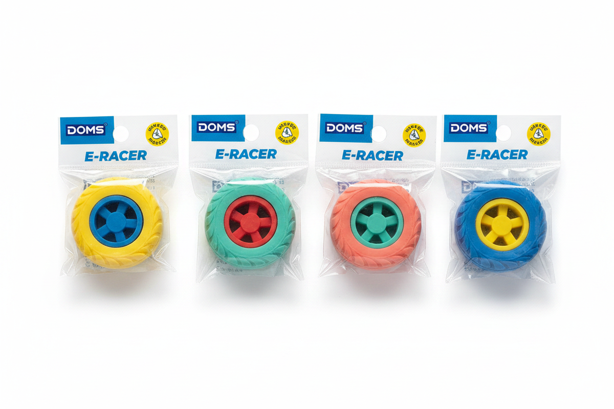 DOMS E-Racer tyre shaped eraser all 4 colour variants
