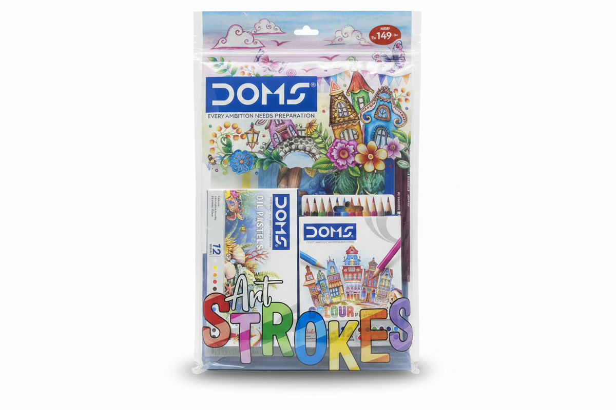 DOMS Art Strokes Kit front view with fairy tale packaging