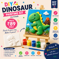 DIY Dinosaur Painting Kit – 4x4 inch canvas with 3D figure, 6 acrylic colours and paint brush