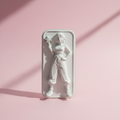Birthday Star Girl plaster figure mockup - unpainted, pink background