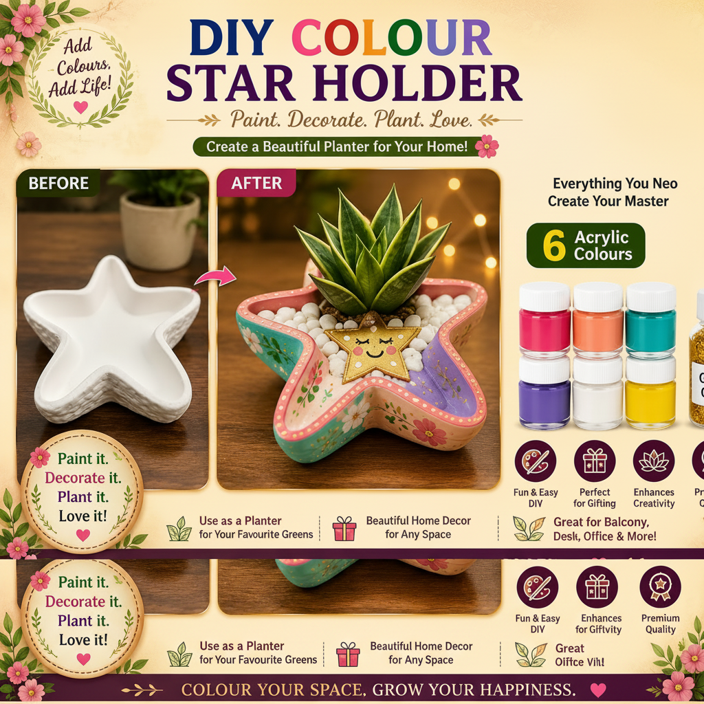DIY Colour Star Holder - Paint. Decorate. Plant. Love.