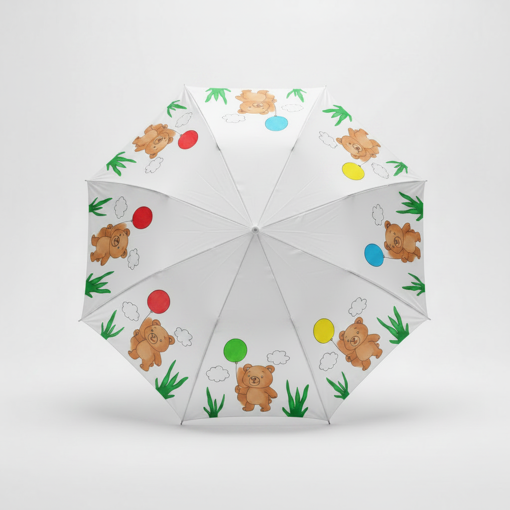 Teddy Bear DIY Umbrella Activity Kit - painted with colourful teddy bears and balloons