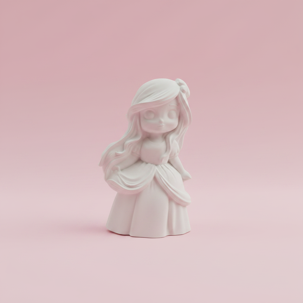DIY Ariel 3D Figurine on pink background