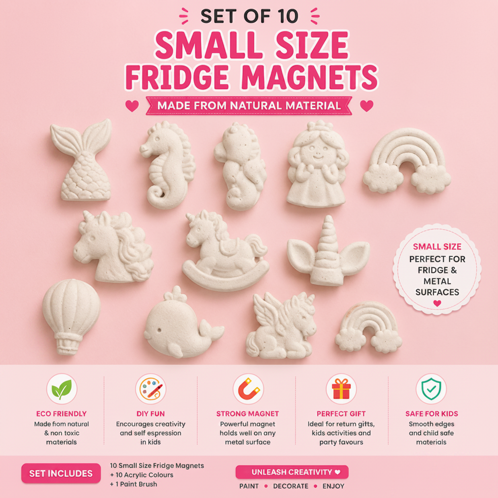 Small Size Fridge Magnets DIY Kit - Set of 10 with 6 acrylic colours