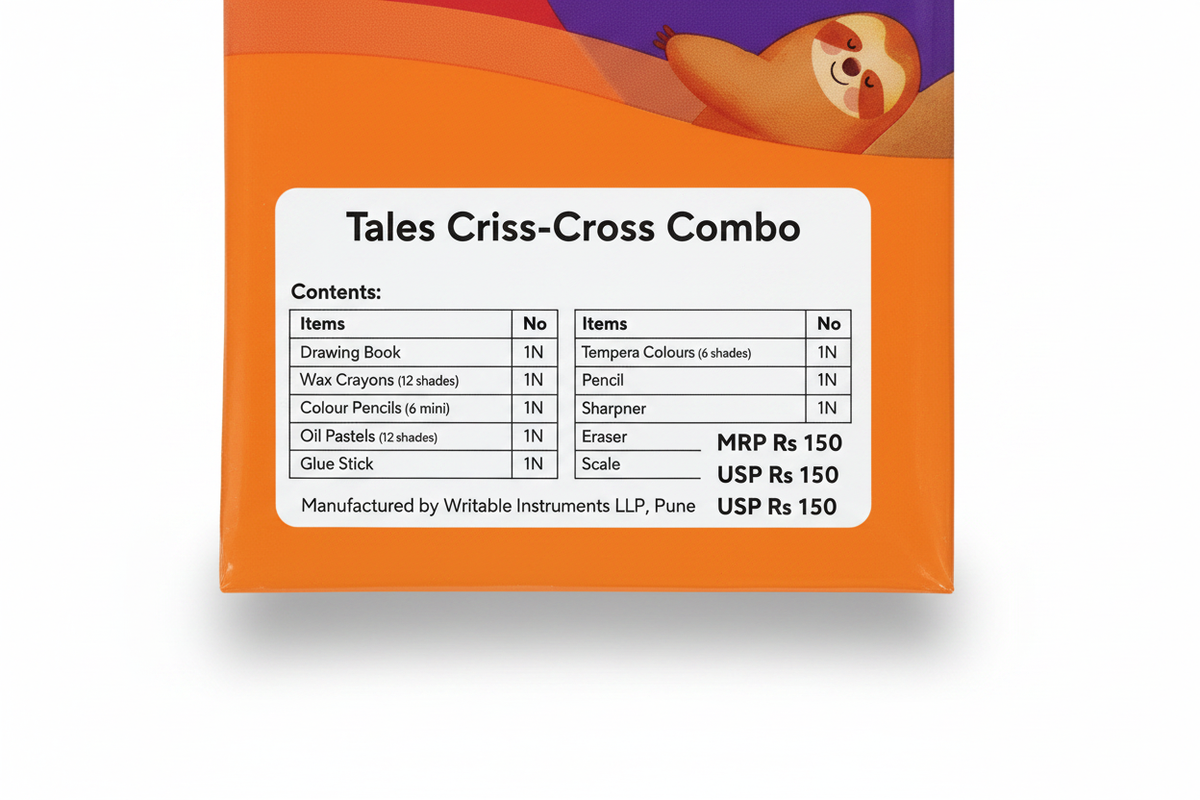 Tales Criss-Cross Combo contents label showing all 10 items