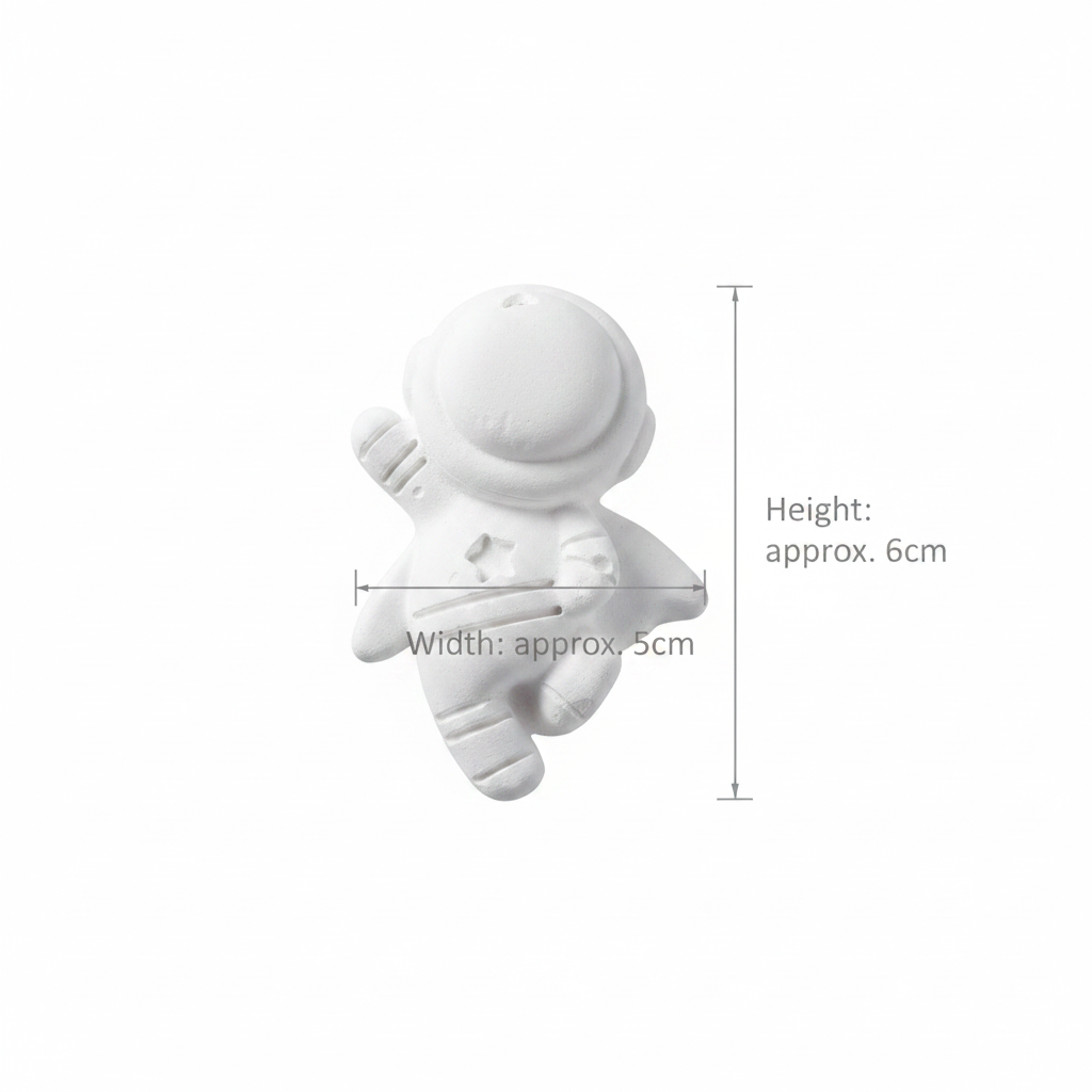 Measurement chart for DIY Plaster Astronaut Fridge Magnet – approx 6cm tall x 5cm wide