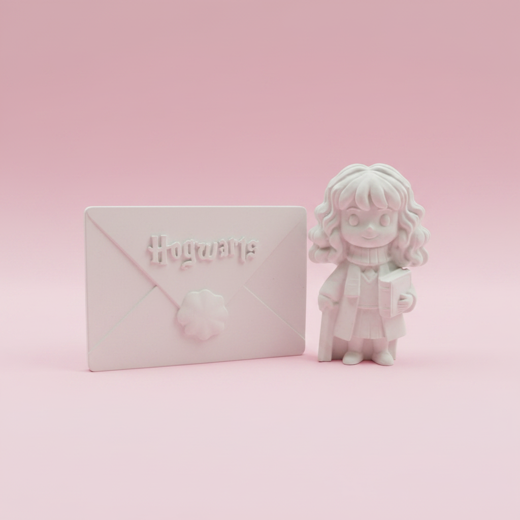 DIY Hermione Granger and Hogwarts Letter on pink background