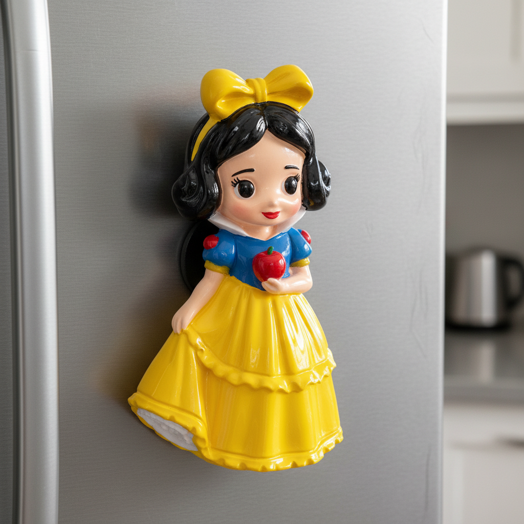 Painted Snow White fridge magnet on refrigerator