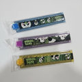 Three Cute Panda folding rulers in blue, purple and yellow on white background