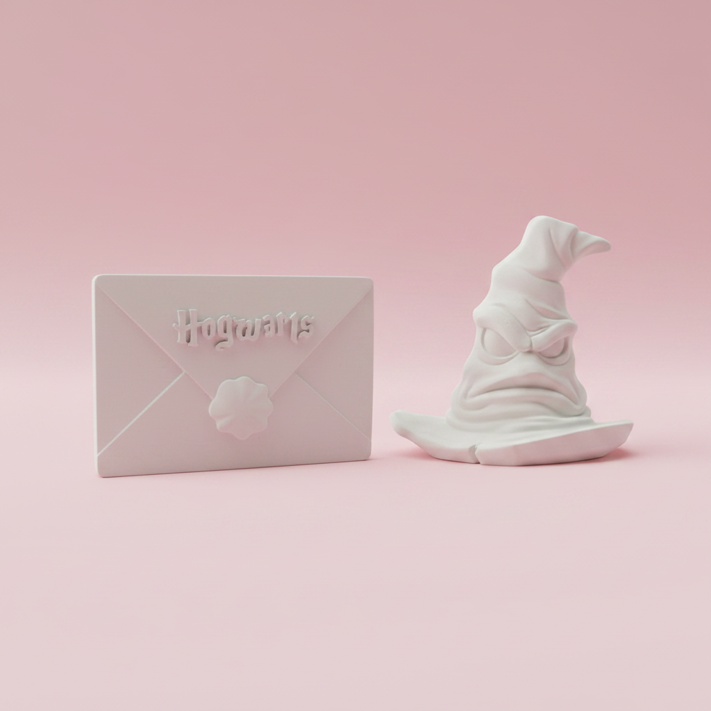 DIY Hogwarts Letter and Sorting Hat on pink background