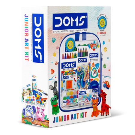 DOMS Junior Art Kit complete art set in gift box with transparent backpack
