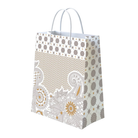 Gold and Silver Mandala Print Paper Bag Small GS-S-105