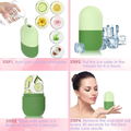 4-step how to use guide for green silicone ice roller - add ingredients, freeze, rinse and roll on face