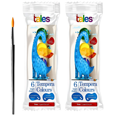 Tales Tempera Colour 6 bright shades with free paint brush