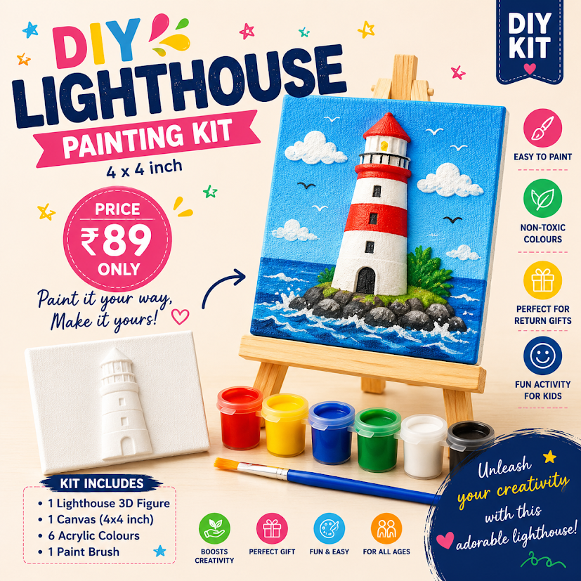 DIY Lighthouse Painting Kit 4x4 inch with 3D Lighthouse Figure