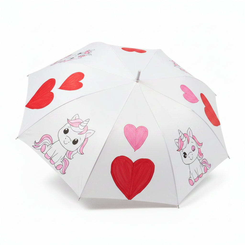 Unicorn & Hearts DIY Umbrella - painted example