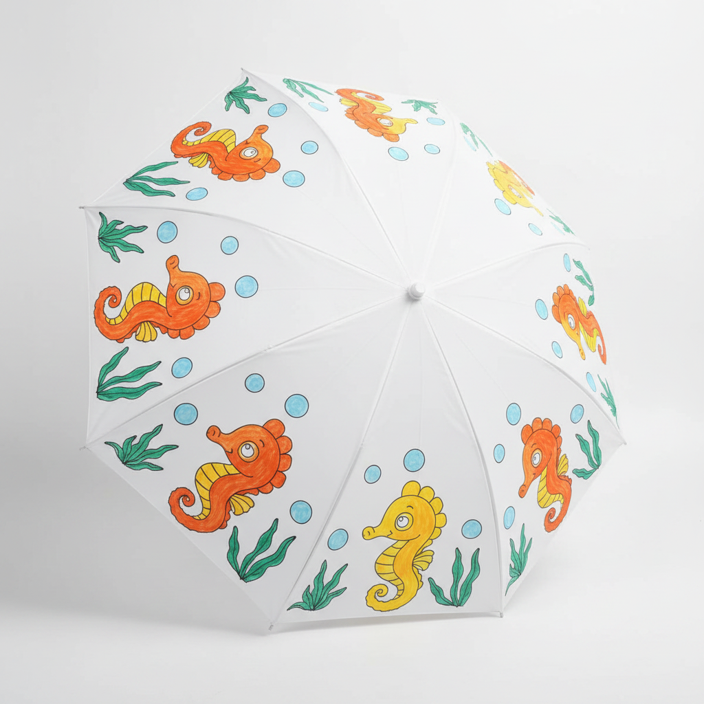 Ocean Seahorse DIY Umbrella - painted example