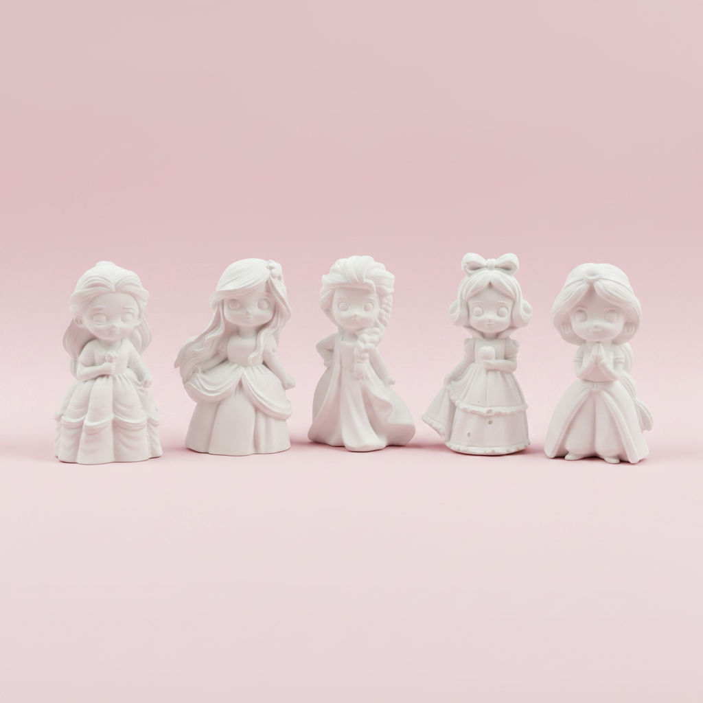 Disney Princess DIY Figurine Set on pink background