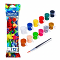 DOMS Tempera Colours 12 shades with brush on white background