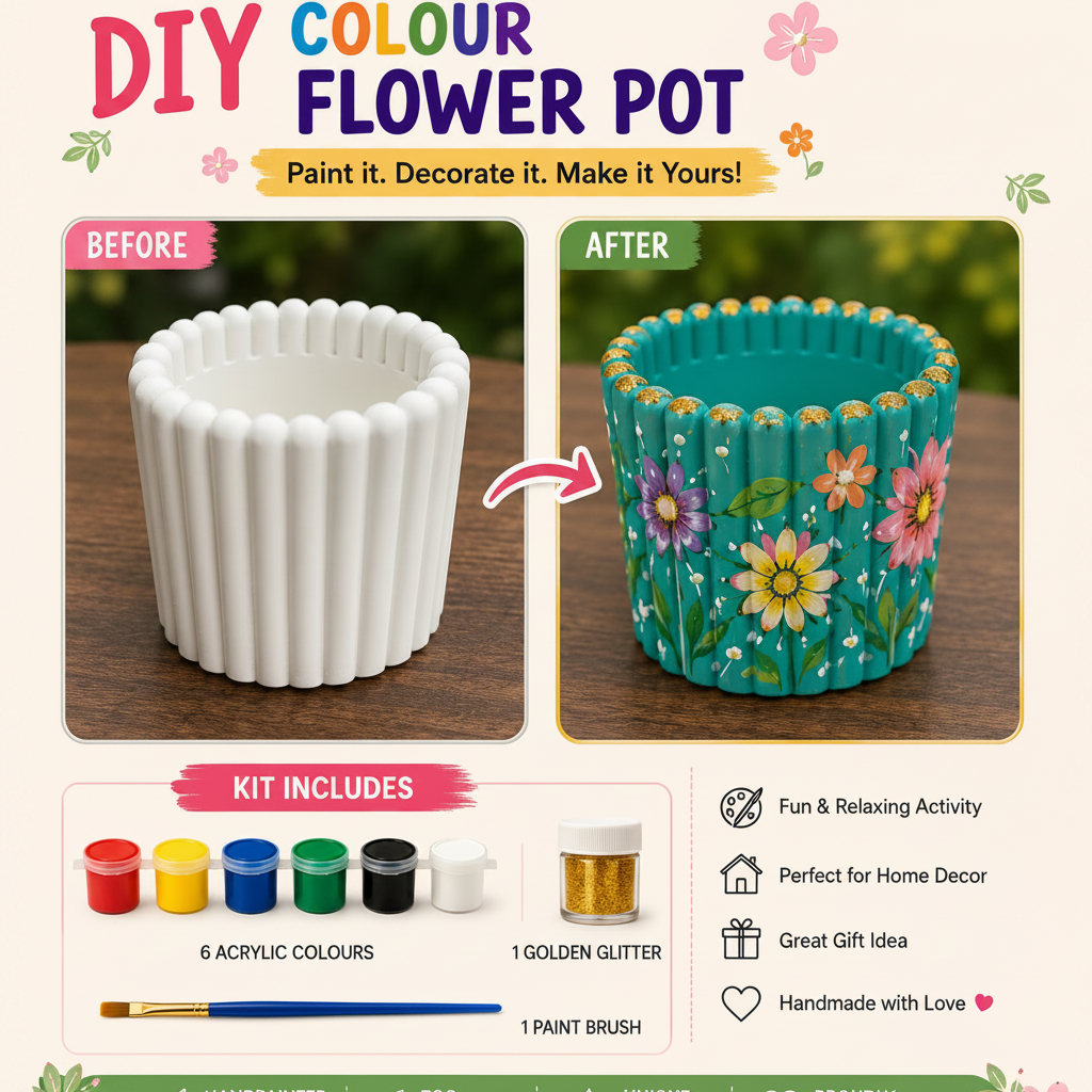 DIY Colour Flower Pot - Paint it. Decorate it. Make it Yours!