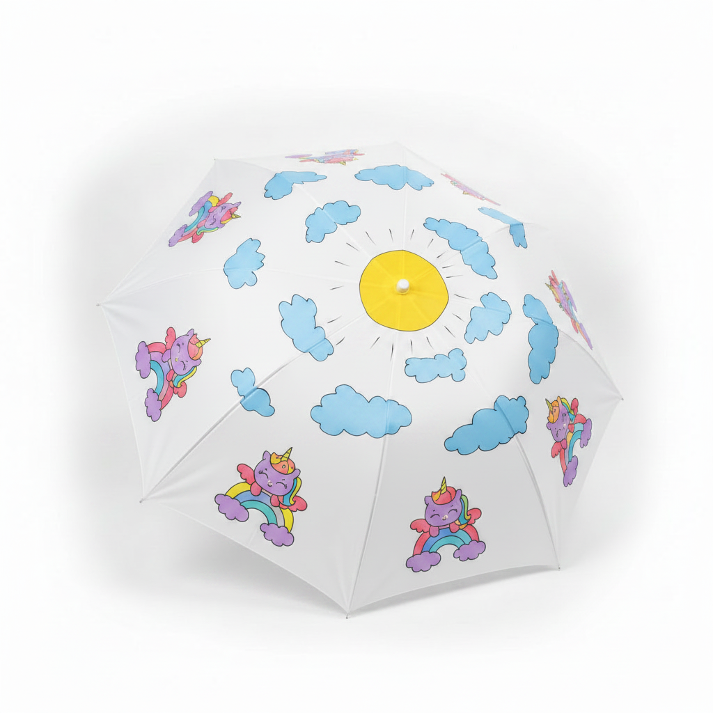 Unicorn & Clouds DIY Umbrella - painted example