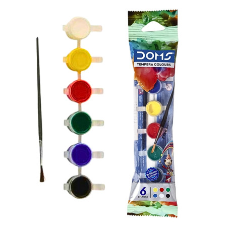 DOMS Tempera Colours 6 Shades with Brush