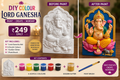 DIY Colour Lord Ganesha painting kit - before and after paint